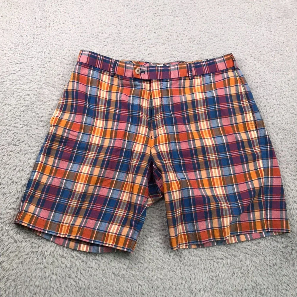 Peter Millar Shorts Mens 34 Colorful Madras Plaid 100% Cotton 8